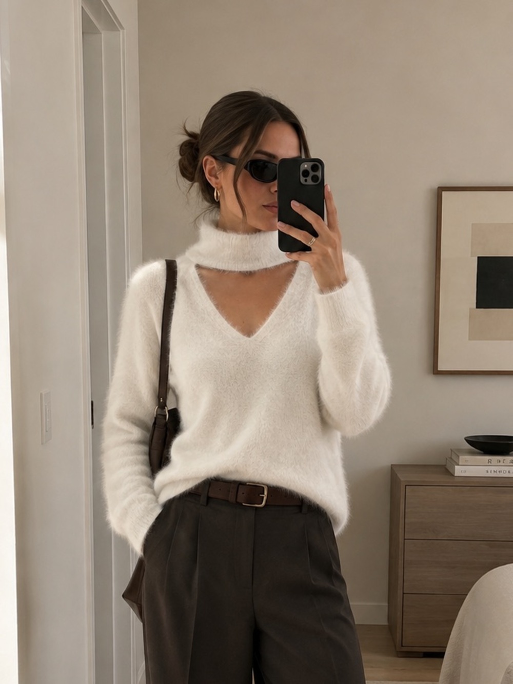 Fashion Nova White Fuzzy Knit Long Sleeve Pullover Soft Textured Lightweight XS
